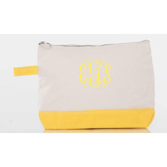 Personalized Yellow Trimmed Cosmetic Bag